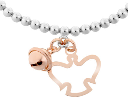 Dames 925 Sterling Zilveren Armband - Zilver/Roze ZA-7111 - maat Zilver en roségoud