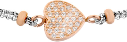 Dames 925 Sterling Zilveren Armband - Zilver/Roze ZA-7195 Zilver en roségoud