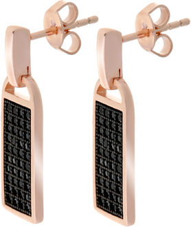 Dames 925 Sterling Zilveren Dangle Oorbellen - Zwart/Rosé ZO-6045 Zwart en roségoud