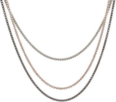 Dames 925 Sterling Zilveren Halsketting - Goud/Zilver/Roze ZK-7203 Zilver en goud - One Size