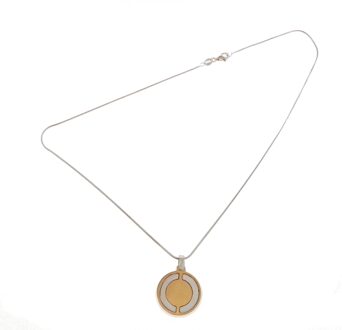 Dames 925 Sterling Zilveren Hanger met Ketting - Zilver/Goud ZK-2634 - maat Zilver en goud