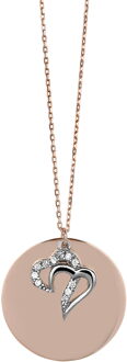Dames 925 Sterling Zilveren Ketting met Hanger - Roze ZH-4791 - maat Rosé