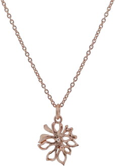 Dames 925 Sterling Zilveren Ketting met Hanger - Roze ZH-6027/1 - maat Rosé