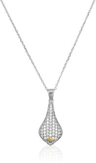 Dames 925 Sterling Zilveren Ketting met Hanger - Zilver/Goud ZH-4880 Zilver en goud