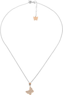 Dames 925 Sterling Zilveren Ketting met Hanger - Zilver/Rosé ZK-7194 - maat Zilver en roségoud