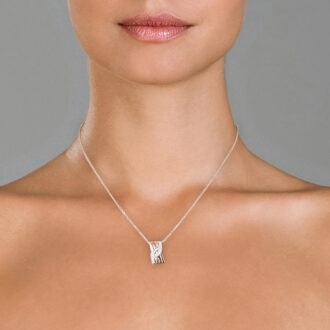 Dames 925 Sterling Zilveren Ketting met Hanger - Zilver/Roze ZH-4831 Zilver en roségoud - One Size
