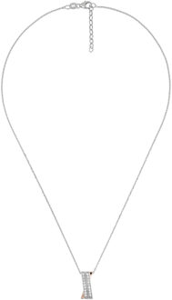 Dames 925 Sterling Zilveren Ketting met Hanger - Zilver/Roze ZH-4833 - maat Zilver en roségoud