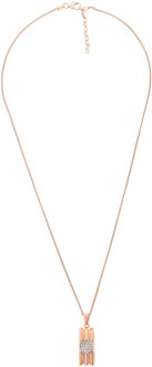 Dames 925 Sterling Zilveren Ketting met Hanger - Zilver/Roze ZH-7283 Zilver en roségoud - One Size