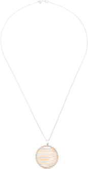 Dames 925 Sterling Zilveren Ketting met Hanger - Zilver/Roze ZK-7180/1 - maat Zilver en roségoud