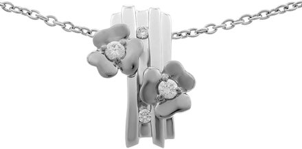 Dames 925 Sterling Zilveren Ketting met Hanger - Zilver/Zwart ZH-6039/2 Zwart en zilver