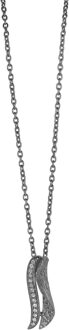 Dames 925 Sterling Zilveren Ketting met Hanger - Zwart ZH-6030/2