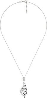 Dames 925 Sterling Zilveren Ketting met Hangertje - Zilver/Zwart ZH-4839 Zwart en zilver - One Size