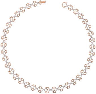 Dames 925 Sterling Zilveren Ketting - Zilver/Roos ZK-7212 Zilver en roségoud