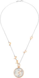 Dames 925 Sterling Zilveren Ketting - Zilver/Roze ZK-7174/1 - maat Zilver en roségoud