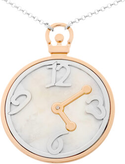 Dames 925 Sterling Zilveren Ketting - Zilver/Roze ZK-7174 Zilver en roségoud