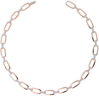 Dames 925 Sterling Zilveren Ketting - Zilver/Roze ZK-7209 - maat Zilver en roségoud