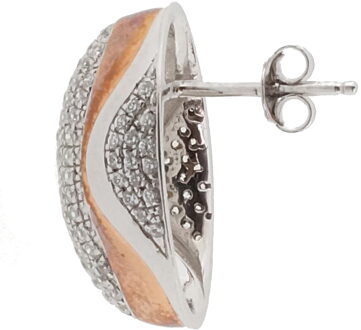 Dames 925 Sterling Zilveren Oorringen - Zilver/Roze ZO-5835 Zilver en roségoud - One Size