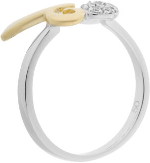 Dames 925 Sterling Zilveren Ring - Zilver/Goud ZR-7088/1 Zilver en goud - L