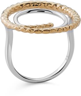 Dames 925 Sterling Zilveren Ring - Zilver/Goud ZR-7499 Zilver en goud - O 1/2