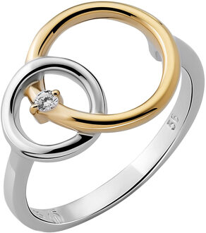 Dames 925 Sterling Zilveren Ring - Zilver/Goud ZR-7503/1 Zilver en goud - K