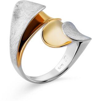 Dames 925 Sterling Zilveren Ring - Zilver/Goud ZR-7508 Zilver en goud - O 1/2
