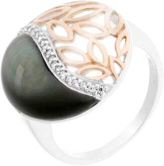 Dames 925 Sterling Zilveren Ring - Zilver/Roos ZR-7112 Zilver en roségoud - O 1/2