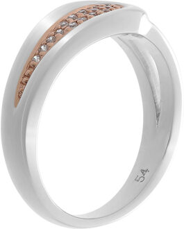 Dames 925 Sterling Zilveren Ring - Zilver/Rosé ZR-7228 Zilver en roségoud - N