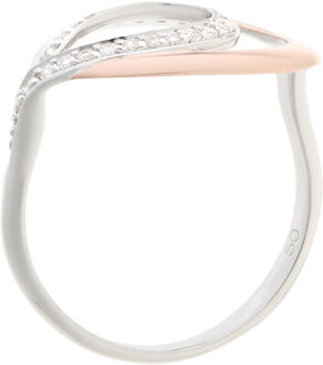 Dames 925 Sterling Zilveren Ring - Zilver/Rozé ZR-7092/1 Zilver en roségoud - O 1/2