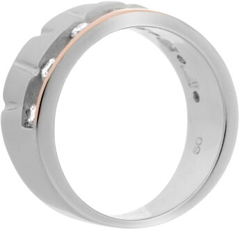 Dames 925 Sterling Zilveren Ring - Zilver/Roze ZR-7093 Zilver en roségoud