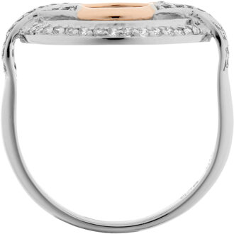 Dames 925 Sterling Zilveren Ring - Zilver/Roze ZR-7095/1 Zilver en roségoud