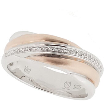 Dames 925 Sterling Zilveren Ring - Zilver/Roze ZR-7118 Zilver en roségoud - N