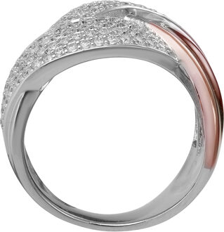 Dames 925 Sterling Zilveren Ring - Zilver/Roze ZR-7445 Zilver en roségoud - L