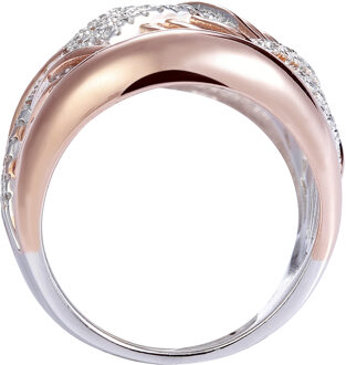 Dames 925 Sterling Zilveren Ring - Zilver/Roze ZR-7447 Zilver en roségoud - O 1/2