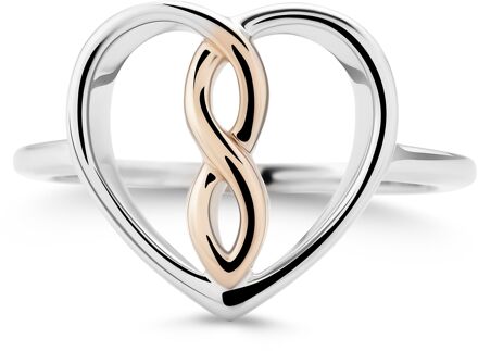 Dames 925 Sterling Zilveren Ring - Zilver/Roze ZR-7475 Zilver en roségoud - O 1/2