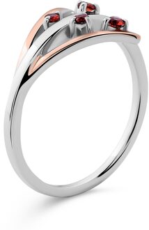 Dames 925 Sterling Zilveren Ring - Zilver/Roze ZR-7496 Zilver en roségoud - O 1/2