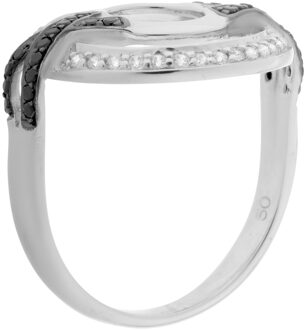 Dames 925 Sterling Zilveren Ring - Zilver/Zwart ZR-7095/2 Zwart en zilver - O 1/2