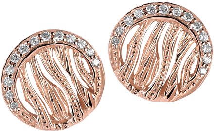 Dames 925 Sterling Zilveren Set: Ketting-Hanger + Oorbellen - Roze SET-6031/1 Rosé - One Size