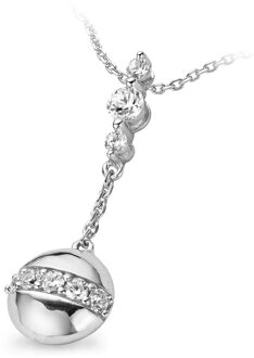 Dames 925 Sterling Zilveren Set: Ketting-Hanger + Oorbellen - Zilver SET-5108 - maat