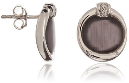 Dames 925 Sterling Zilveren Set: Ketting-Hanger + Oorbellen - Zilver SET-5900 - One Size