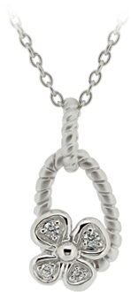 Dames 925 Sterling Zilveren Set: Ketting-Hanger + Oorbellen - Zilver SET-6020 - One Size