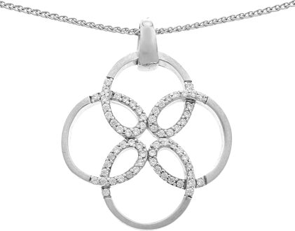 Dames 925 Sterling Zilveren Set: Ketting-Hanger + Oorbellen - Zilver SET-6085 - maat