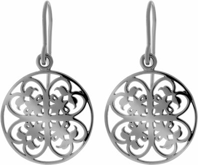 Dames 925 Sterling Zilveren Set: Ketting-Hanger + Oorbellen - Zwart SET-6035/3