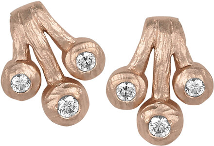 Dames 925 Sterling Zilveren Set: Ketting-Pendant + Oorbellen - Roze SET-5233/1 Rosé