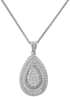 Dames 925 Sterling Zilveren Set: Ketting-Pendant + Oorbellen - Zilver SET-5796