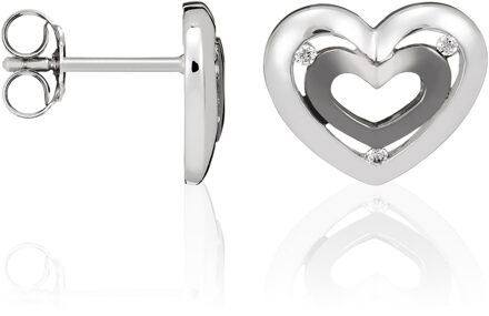 Dames 925 Sterling Zilveren Stud Oorbellen - Zilver/Zwart ZO-5012 Zwart en zilver - One Size