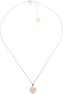 Dames 925 Zilveren Ketting met Hanger - Zilver/Roze ZK-7195 Zilver en roségoud