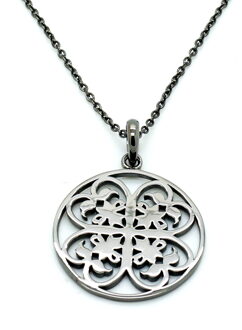 Dames 925 Zilveren Ketting met Hanger - Zwart ZH-6036/3