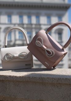 Dames aktetas met glanzende gesp, roze, eco-leer - One Size