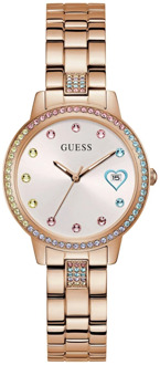 Dames armbandhorloge Three OF Hearts roségoud 34 mm Gw0657L3 Guess , Pink , Dames - ONE Size