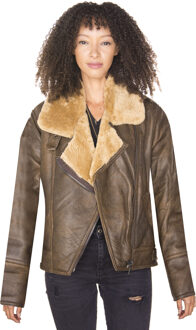 Dames B3 schapenvachtleer vliegend jack-Bergamo - maat EU 42 / UK 14 Bruin